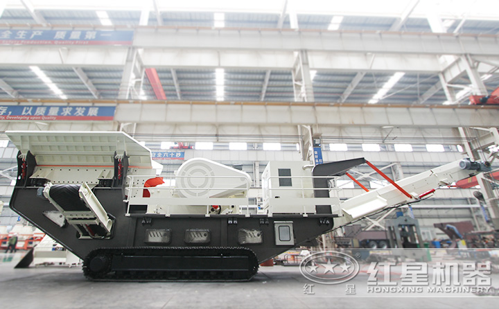 履帶移動建筑垃圾破碎機油電兩用，減少投入